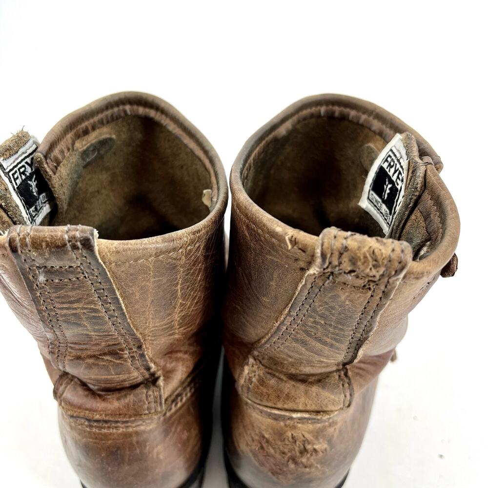 Frye Women's Short Veronica brown leather ankle boots with buckle (6) - Picture 8 of 10